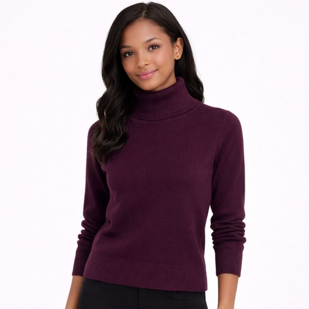 French Connection Ribbed Burgundy Turtleneck Sweater Size Small